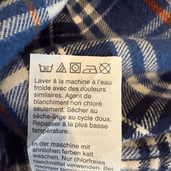 J. Crew Men's Flannel Shirt Blue White Orange Plaid Soft Size Medium - Picture 6 of 11